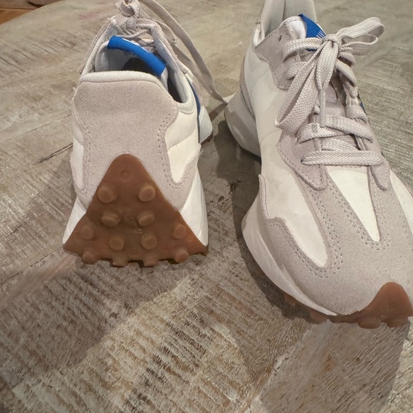New Balance White and Blue 327 Sneakers - Picture 4 of 6